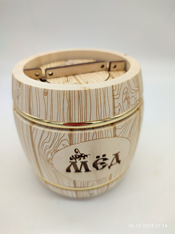 Мёд диких медоносов Вятский 500гр Купеческий светлый бочонок Фото Мёд диких медоносов Вятский 500гр Купеческий светлый бочонок